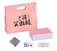 Genérico Travel Mahjong Set, Small Chinese Mahjong Pieces, Family Mahjongs Board Game with Tablecloth, Carrying Bag, Dice, Tile Ruler for Leisure Time Fun