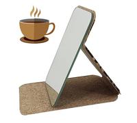 Genérico Travel Makeup Mirror, Portable Compact Glass, Coffee Grounds Frame Design, Lightweight Beauty Tool, Ideal for Airplane Use, Bathroom Setup, Wedding Prep, Desk, Car, SPA, Backpack, Hotel