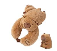 Genérico Travel Neck Pillows For Airplanes - 2 In 1 Capybara Plush Memory Foam Support | U Shape Kids Travel Pillow | For Adult Children Airplane Car Workplace Camping Road Trip Home Napping