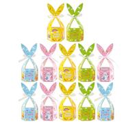 Generico Treat Boxes, Bunny Ears Container For Easter, 12 Pieces Bunny Easter Candy Boxes With Ribbon, Pastry Dessert Cookie Cake Candy Spring Party Holiday Classroom