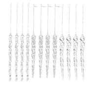 Genérico Tree Icicles - Acrylic Christmas Pendants, Winter Garland Decor, 12 Piece Set, Decorative Clear Material, Easy Hook Attachment Feature, Festive Ornaments for Seasonal Display