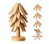 Genérico Tree Trivet - Wooden Tree Trivet | Heat Resistant Pads Christmas Decor | Wooden Coaster Set | Compact Treee Shape Trivets Set For Kitchen Counter, Dishes, Pots, Pans, Bowl, Teapot, Dining