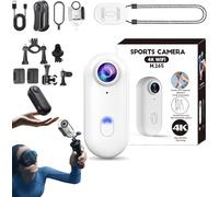 Genérico Treklon 4S, Treklon POV Camera, Snap CAM, Mini Thumb Action Camera, 4KHD/170° Wide Angle, 6 Fixing Methods, for Cycling, Motorcycle, Pet Walk (64G White)