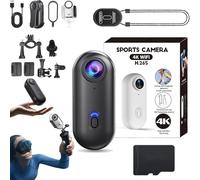 Genérico Treklon 4S, Treklon POV Camera, Snap CAM, Mini Thumb Action Camera, 4KHD/170° Wide Angle, 6 Fixing Methods, for Cycling, Motorcycle, Pet Walk (64G Black)