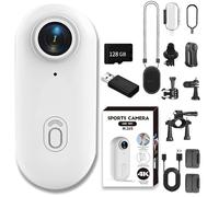 Genérico Treklon POV Camera, Treklon Body Camera, 4K Thumb Action Cameras, Waterproof Wearable Action CAM with Magnetic Clip for Cycling, Diving, Ski (1080p*White,Premium+128G)
