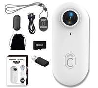 Genérico Treklon POV Camera, Treklon Body Camera, 4K Thumb Action Cameras, Waterproof Wearable Action CAM with Magnetic Clip for Cycling, Diving, Ski (4K*White,Standard+128G)