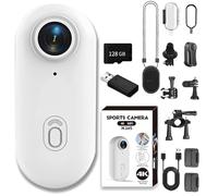 Genérico Treklon POV Camera, Treklon Body Camera, 4K Thumb Action Cameras, Waterproof Wearable Action CAM with Magnetic Clip for Cycling, Diving, Ski (4K*White,Premium+128G)