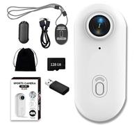 Genérico Treklon POV Camera, Treklon Body Camera, 4K Thumb Action Cameras, Waterproof Wearable Action CAM with Magnetic Clip for Cycling, Diving, Ski (1080p*White,Standard+128G)