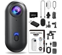 Genérico Treklon POV Camera, Treklon Body Camera, 4K Thumb Action Cameras, Waterproof Wearable Action CAM with Magnetic Clip for Cycling, Diving, Ski (4K*Black,Premium+128G)