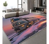 Genérico Tren Vías del Tren Alfombra Puesta De Sol Invierno 50x80 cm salón Comedor Dormitorio Pasillo Suelo Grande Suave Antideslizante fácil Cuidado Cocina Alfombra de área de Pelo Grueso