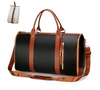 Genérico Trendfetchus Foldable Travel Bag 2.0 with Wheels, Expandable 60L PU Leather Carry-On, Water-Resistant & Trolley-Sleeve Compatible for Wrinkle-Free Trips (Black,Ordinary Type)