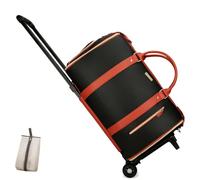 Genérico Trendfetchus Foldable Travel Bag 2.0 with Wheels, Expandable 60L PU Leather Carry-On, Water-Resistant & Trolley-Sleeve Compatible for Wrinkle-Free Trips (Black,Wheel Type)