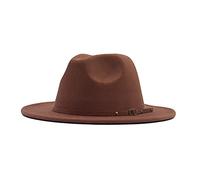 Genérico Tres Agujeros Panamá Wide Hat Floppy Belt Sombrero Clásico Hebilla de Lana Gorras de Béisbol para Mujer Gorro Oreja Que Se Mueve Adulto, marrón, Talla única