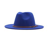 Genérico Tres Agujeros Panamá Wide Hat Floppy Belt Sombrero Clásico Hebilla de Lana Gorras de Béisbol para Mujer Gorro Oreja Que Se Mueve Adulto, azul, Talla única
