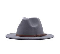 Genérico Tres Agujeros Panamá Wide Hat Floppy Belt Sombrero Clásico Hebilla de Lana Gorras de Béisbol para Mujer Gorro Oreja Que Se Mueve Adulto, gris, Talla única