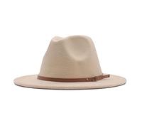 Genérico Tres Agujeros Panamá Wide Hat Floppy Belt Sombrero Clásico Hebilla de Lana Gorras de Béisbol para Mujer Gorro Oreja Que Se Mueve Adulto, beige, Talla única