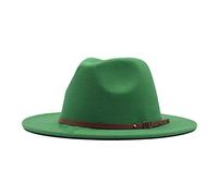 Genérico Tres Agujeros Panamá Wide Hat Floppy Belt Sombrero Clásico Hebilla de Lana Gorras de Béisbol para Mujer Gorro Oreja Que Se Mueve Adulto, verde, Talla única