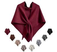 Genérico Triangle Shawls Scarf,Soft Open Front Poncho Sweater (red)