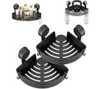 Genérico Triangle Suction Cup Shower Caddy, No-Drill Corner Shower Shelf with Drain Holes, 40 lbs Max Load Removable Wall Storage Organizer for Bathroom, Kitchen & RV (2*Black)