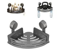 Genérico Triangle Suction Cup Shower Caddy, No-Drill Corner Shower Shelf with Drain Holes, 40 lbs Max Load Removable Wall Storage Organizer for Bathroom, Kitchen & RV (Grey)