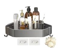 Genérico Triangular Bathroom Rack, Rustproof No-Drill Corner Organizer, Space-Saving Shower Storage, Modern Wall Mount Shelf for Home, Bathroom, Apartment, Aluminum Alloy Gray