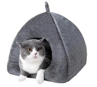 Genérico Triangular Cat Cave - Enclosed Kitten Bed | Rest House Pet Bed with Anti Slip Base, Linen Sponge Cat Tent with Washable Cushion, Feline House, Warm Cats Haven for Holiday Season