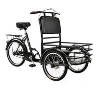 Genérico Triciclo Adulto conducción inversa Acero Carbono, Freno V Manillar Asiento Regulable, Asiento Pasajero y Caja Carga 330LBS