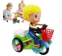 Genérico Triciclo Cascada Rotación Danza | Juguete de Moto Acción Giratoria, Luces Atractivas Rotación de 360° Juego Musical para Casa Viaje Chico Juego en Casa Escuela
