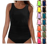 Genérico Trikinis Mujer Bikini+Reductor+Pecho+Mujer Womens Bikini Swimsuits Two Piece Bathing Suit Double Straps Solid Color Swim Tank Tops Swimwear S 2XL BañAdor Push-Up con (Black, S)