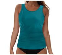 Genérico Trikinis Mujer Bikini+Reductor+Pecho+Mujer Womens Bikini Swimsuits Two Piece Bathing Suit Double Straps Solid Color Swim Tank Tops Swimwear S 2XL BañAdor Push-Up con (Blackish Green, M)