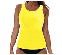 Genérico Trikinis Mujer Bikini+Reductor+Pecho+Mujer Womens Bikini Swimsuits Two Piece Bathing Suit Double Straps Solid Color Swim Tank Tops Swimwear S 2XL BañAdor Push-Up con (Yellow, M)