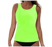 Genérico Trikinis Mujer Bikini+Reductor+Pecho+Mujer Womens Bikini Swimsuits Two Piece Bathing Suit Double Straps Solid Color Swim Tank Tops Swimwear S 2XL BañAdor Push-Up con (Green, XXL)