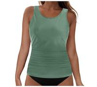 Genérico Trikinis Mujer Bikini+Reductor+Pecho+Mujer Womens Bikini Swimsuits Two Piece Bathing Suit Double Straps Solid Color Swim Tank Tops Swimwear S 2XL BañAdor Push-Up con (Light Green, L)