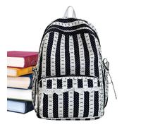 Genérico Trim Cute Preppy Striped Design Bookbag Bow Backpack with Lace