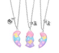Genérico Triple Friendship Necklace - Magnetic Heart Charm, Matching Pendant, Cute Relationship Ornament | Family Connection, School Companion, Exchange, Special Occasion, Casual Styling