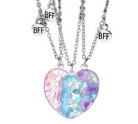 Genérico Triple Friendship Necklace - Magnetic Heart Charm, Matching Pendant, Cute Relationship Ornament | Family Connection, School Companion, Exchange, Special Occasion, Casual Styling