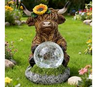 Genérico Triple Highland Cow Solar Garden Statue,Cute and Warm Little Cows Street Lamp Statue,Weatherproof Resin LED Outdoor Decor for Bookshelf,Yard,Lawn,Pathway,Patio