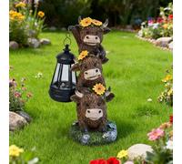 Genérico Triple Highland Cow Solar Garden Statue,Cute and Warm Little Cows Street Lamp Statue,Weatherproof Resin LED Outdoor Decor for Bookshelf,Yard,Lawn,Pathway,Patio