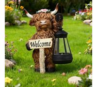 Genérico Triple Highland Cow Solar Garden Statue,Cute and Warm Little Cows Street Lamp Statue,Weatherproof Resin LED Outdoor Decor for Bookshelf,Yard,Lawn,Pathway,Patio