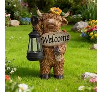 Genérico Triple Highland Cow Solar Garden Statue,Cute and Warm Little Cows Street Lamp Statue,Weatherproof Resin LED Outdoor Decor for Bookshelf,Yard,Lawn,Pathway,Patio