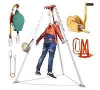 Genérico Trípode de Rescate de Alta Resistencia de 1800 Libras. Sistema de trípode de Rescate en Espacios confinados con protección contra caídas. Polipasto. Kits de trípodes de Emergencia de alumini