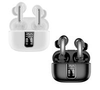 Genérico True Wireless Earbuds, with Noise Cancellation and Charging Case, in Ear Earphones, with Noise Cancelling Mic, Bluetooth LED Display (Black+White)