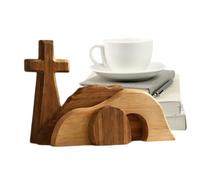 Generico Tumba vacía de madera, centro de mesa de madera con tema cristiano - Decoración de la tumba de Pascua, para escritorio, casa, familia, vacaciones, primavera, iglesia, estante