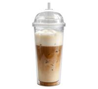 Genérico Tumblers Transparentes con Tapa y Pajita | Vasos Doble Pared 591 Mililitros - Tumbler de Agua | para café, té, bebidas, hogar, viaje, oficina y más