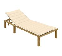 Genérico Tumbona con cojín Crema Madera de Pino impregnada,Asientos de Exterior,Tumbonas-3065821