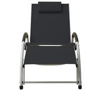Genérico Tumbona con cojín de textilene Negra,Mobiliario,Muebles de jardín,Asientos de Exterior,Tumbonas-310529