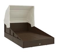 Genérico Tumbona con toldo Plegable ratán sintético marrón 200x114x128cm,Camas para exteriores-362272