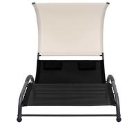 Genérico Tumbona Doble con toldo textilene Negra,Mobiliario,Muebles de jardín,Asientos de Exterior,Tumbonas-310543