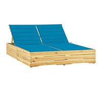 Genérico Tumbona Doble y Cojines Madera Pino impregnada Azul,Mobiliario,Muebles de jardín,Asientos de Exterior,Tumbonas-3065973