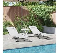 Genérico Tumbona Plegable 2 pcs Crema 182 x 55 x 85.5cm Textileno,Mobiliario,Muebles de jardín,Asientos de Exterior,Tumbonas-42003157